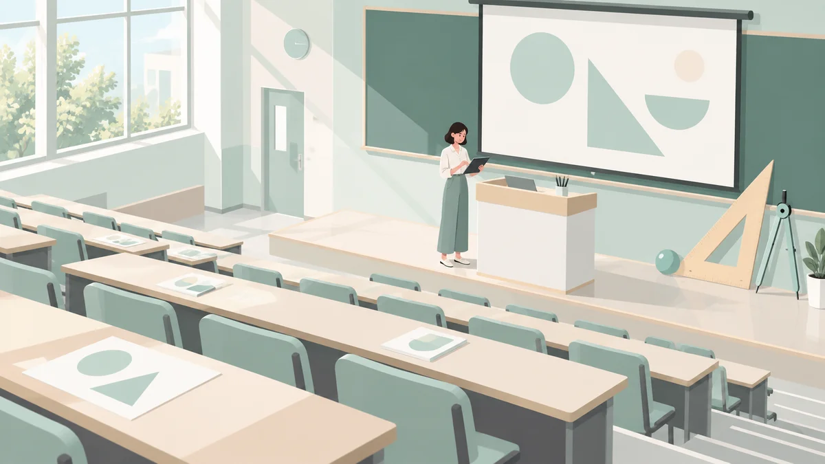 教室讲台旁老师整理数学网页