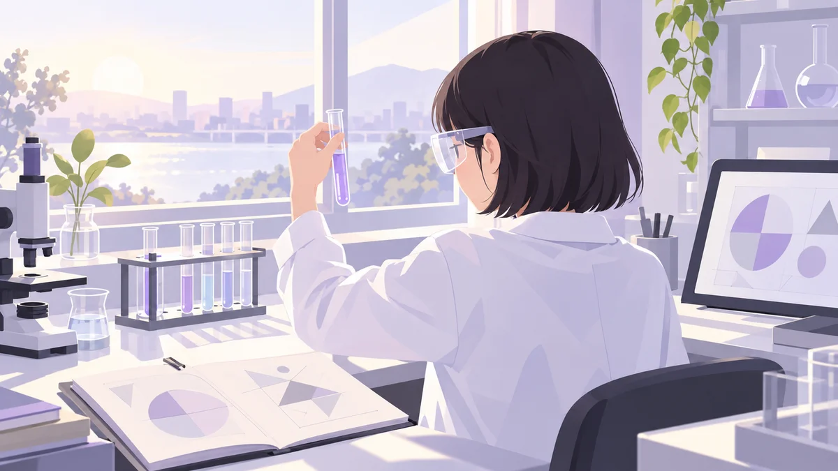 实验室窗边学生整理实验记录